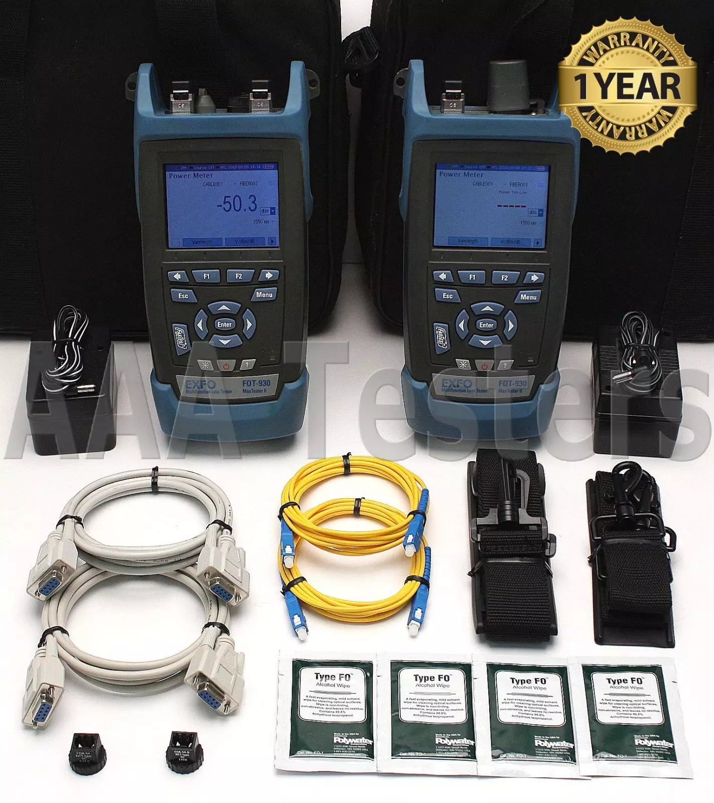 EXFO Lot of 2 MaxTester II FOT-932X SM 1310/1550 Fiber Loss Testers FOT-930 - XG eqpt
