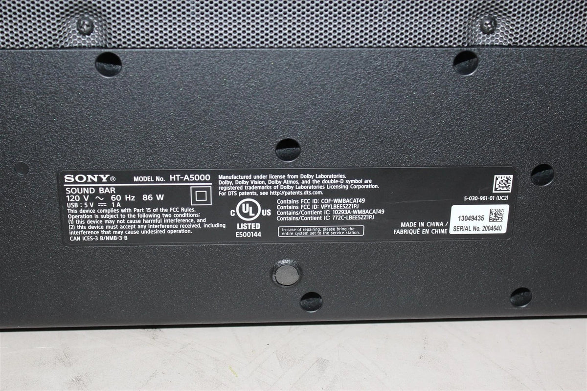 Sony HT-A5000  Channel Soundbar Only- Free shipping