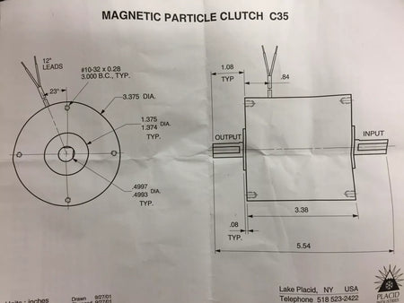 Placid Industries C35-24 Magnetic Particle Clutch with Frames on Both Ends