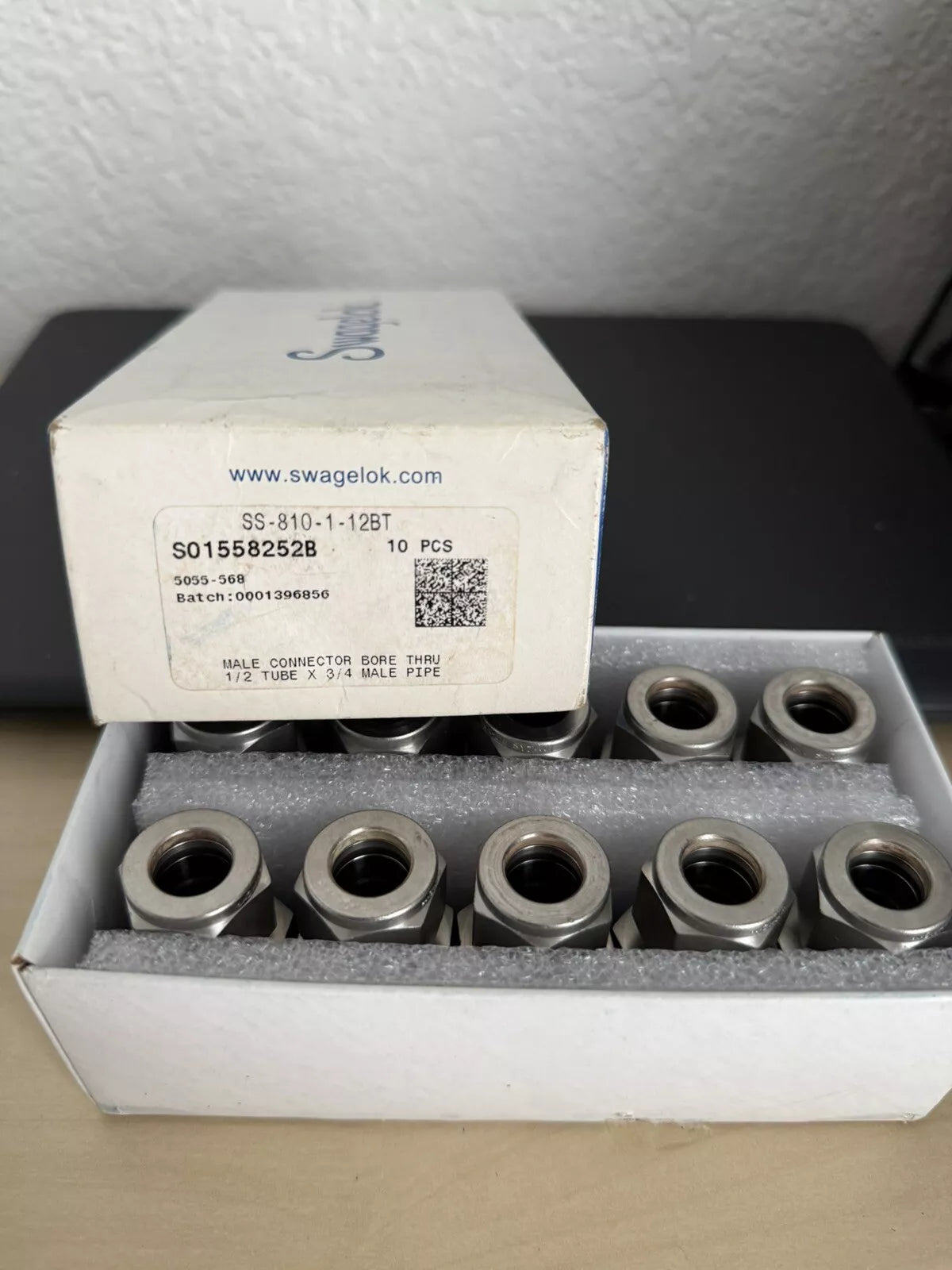 Swagelok SS-810-1-12BT SS Tube Fitting, 1/2 Tube OD x 3/4 Male NPT