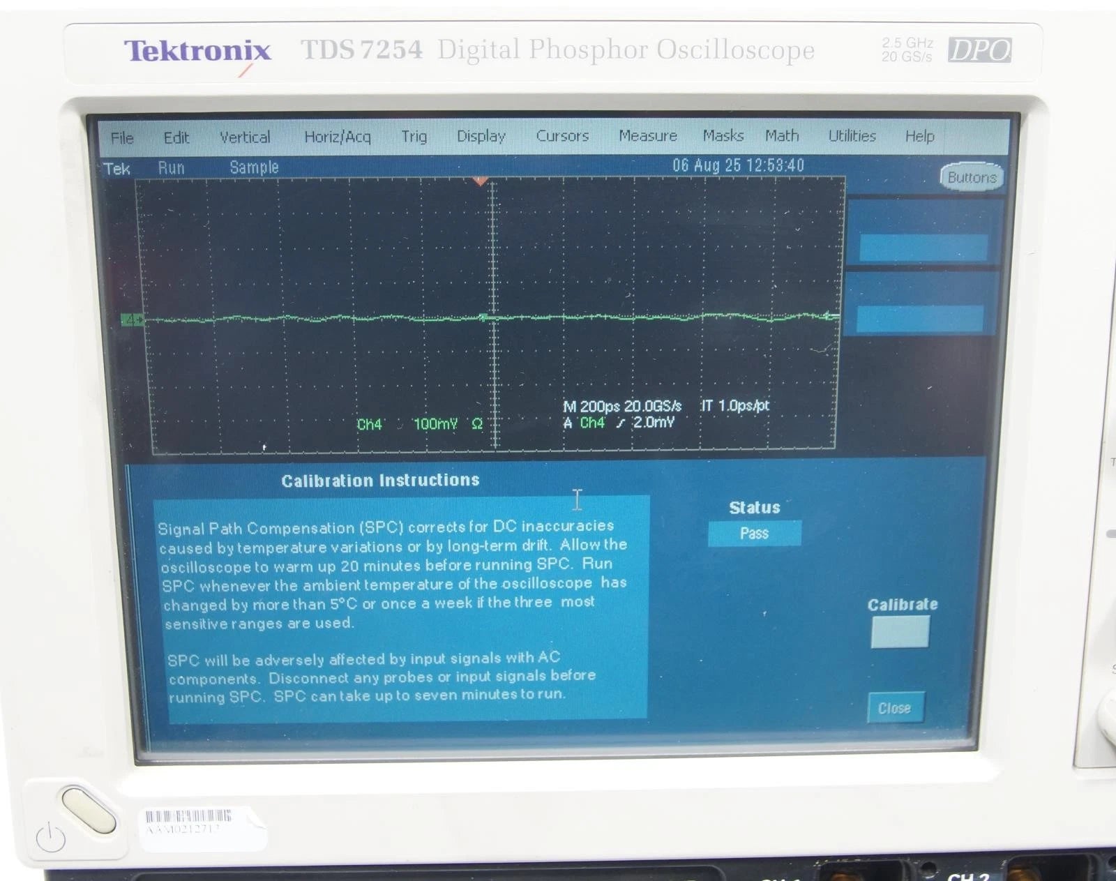 Tektronix TDS7254 DPO Digital Phosphor Oscilloscope 2.5GHz, 20Gs/s