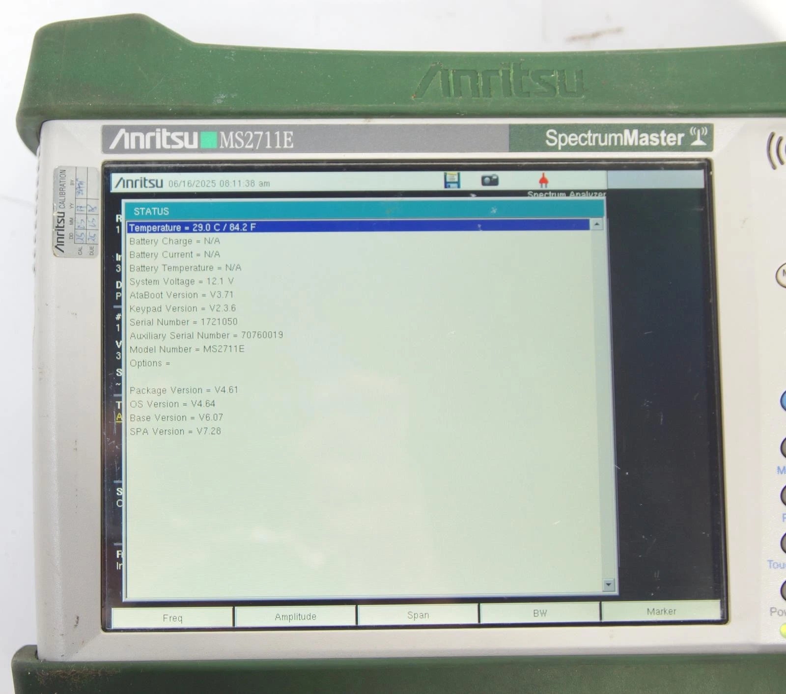 Anritsu MS2711E 100 kHz to 3 GHz Handheld Spectrum Analyzer