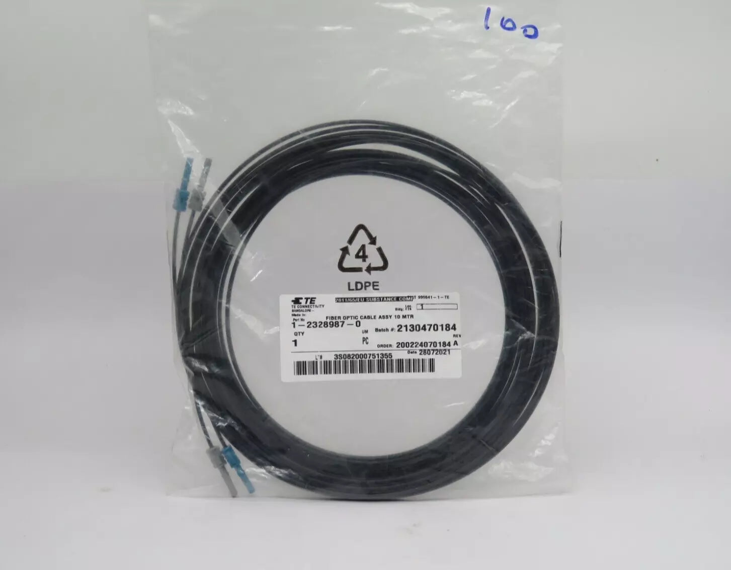 TE Connectivity Fiber Optic Cable Assy 10M 2328987-0 LC/UPC to LC/UPC Duplex 10