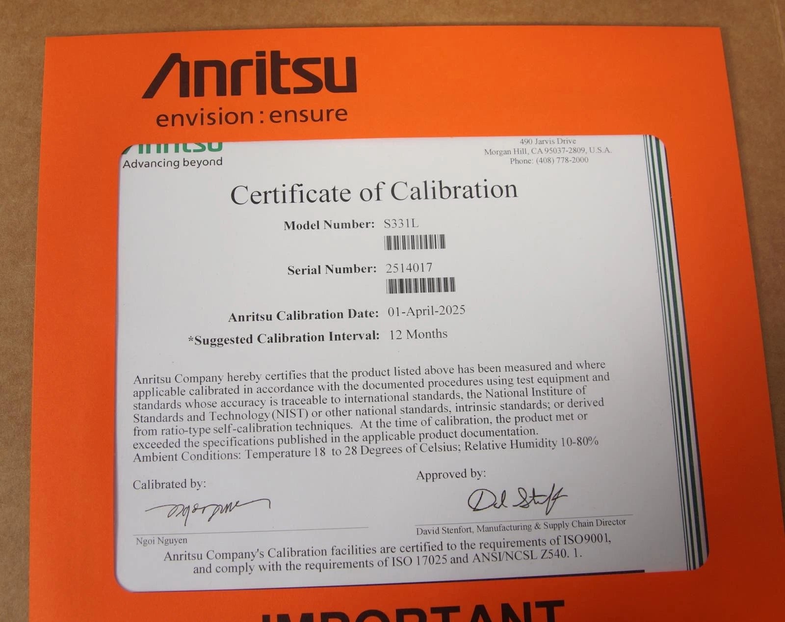 Anritsu S331L SiteMaster Cable & Antenna Analyzer CALIBRATED