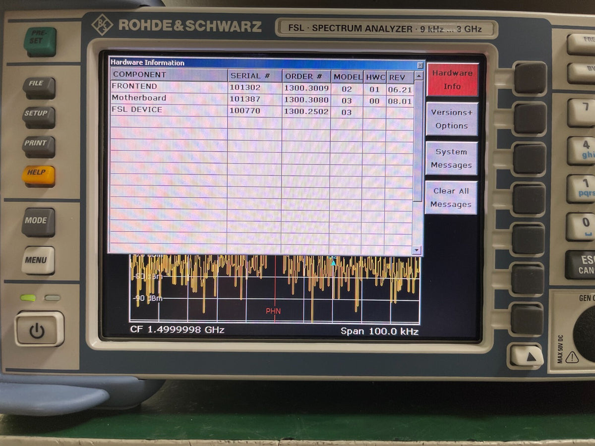 Rohde & Schwarz FSL3 Spectrum Analyzer 9 kHz - 3 GHz _ 0770 - XG eqpt