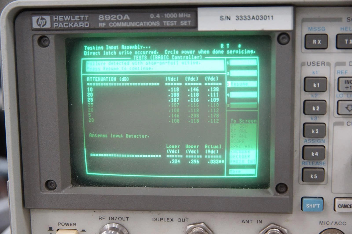 HP Agilent 8920A RF Communications Test Set / Spectrum Analyzer