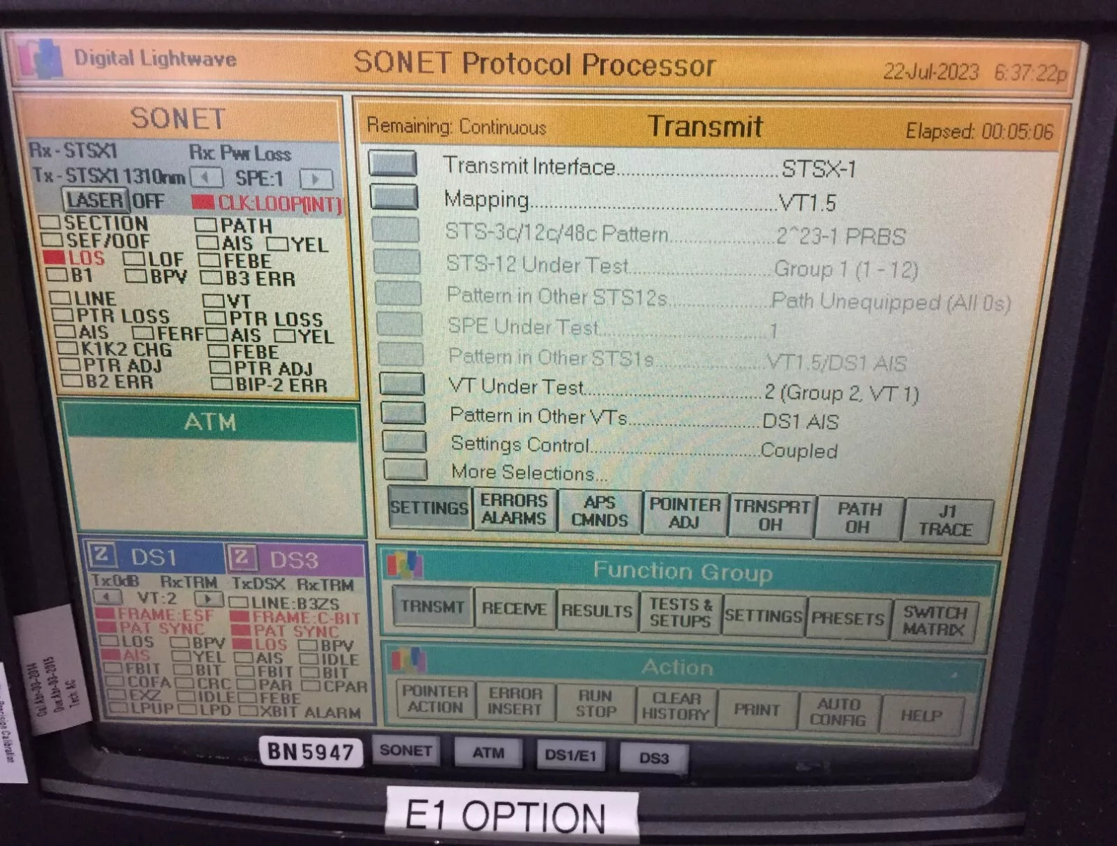 Digital Lightwave ASA-PKG-OC12 Sonet Network Information Analyzer with Special Tray