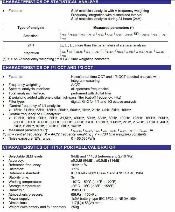 HT Instruments HT157 Digital Integrating Decibal Meter Class 1 Sound 25 to 140dB