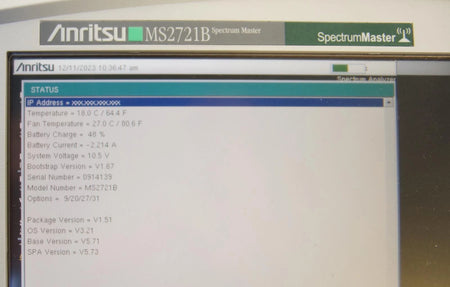 Anritsu MS2721B Spectrum Analyzer 9kHz to 7.1GHz Options 9/ 20/ 27/ 31