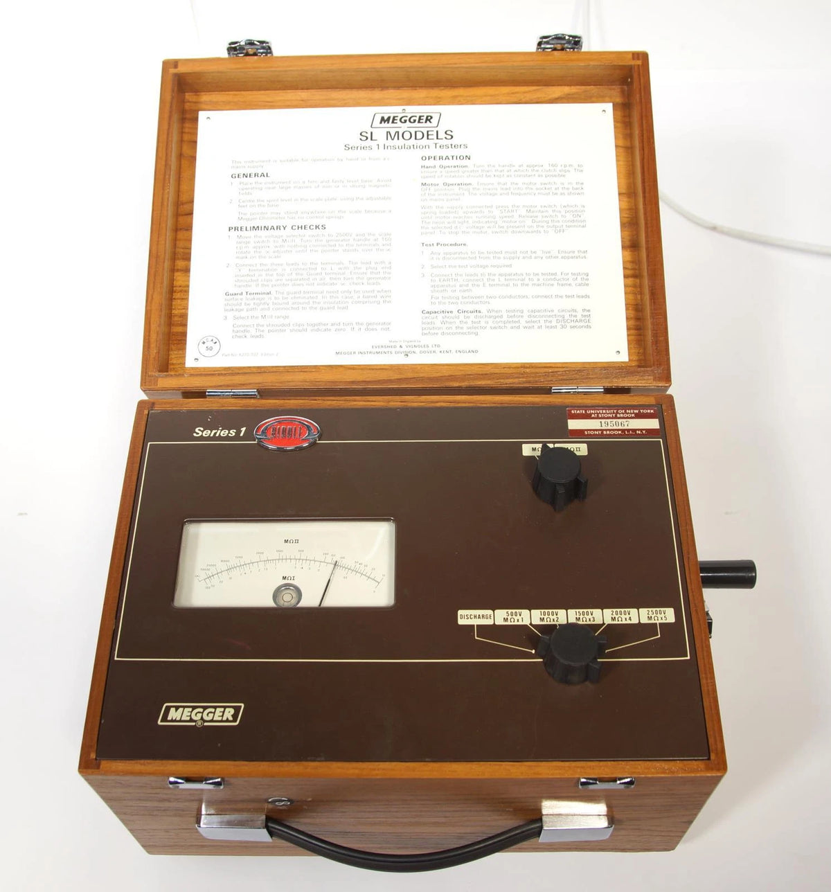 MEGGER / BIDDLE MODEL SL SERIES 1 (500 to 2500VDC) INSULATION TESTER