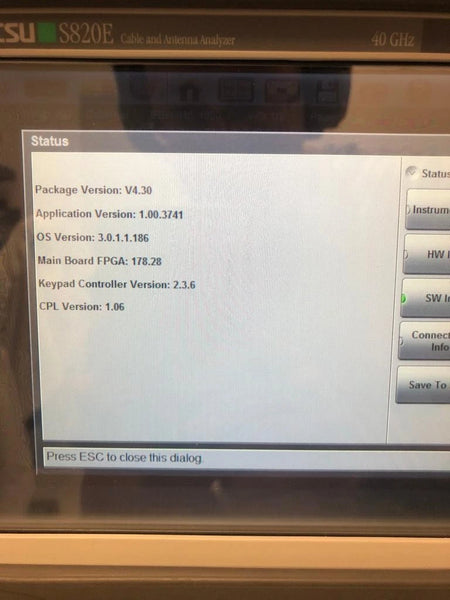 Anritsu S820E Microwave Cable Antenna Analyzer, Type K(m), 1MHz - 40GHz
