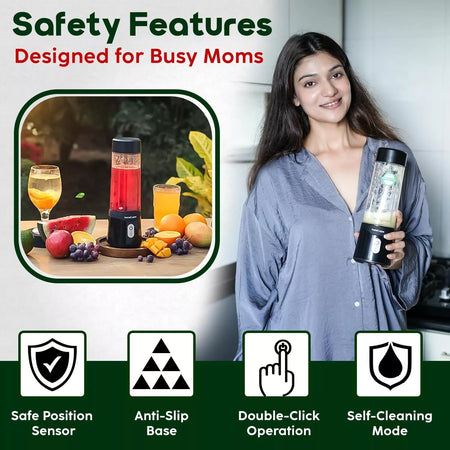 InstaCuppa Portable Blender USB Rechargeable 500ML for Smoothies & Ice Crushing