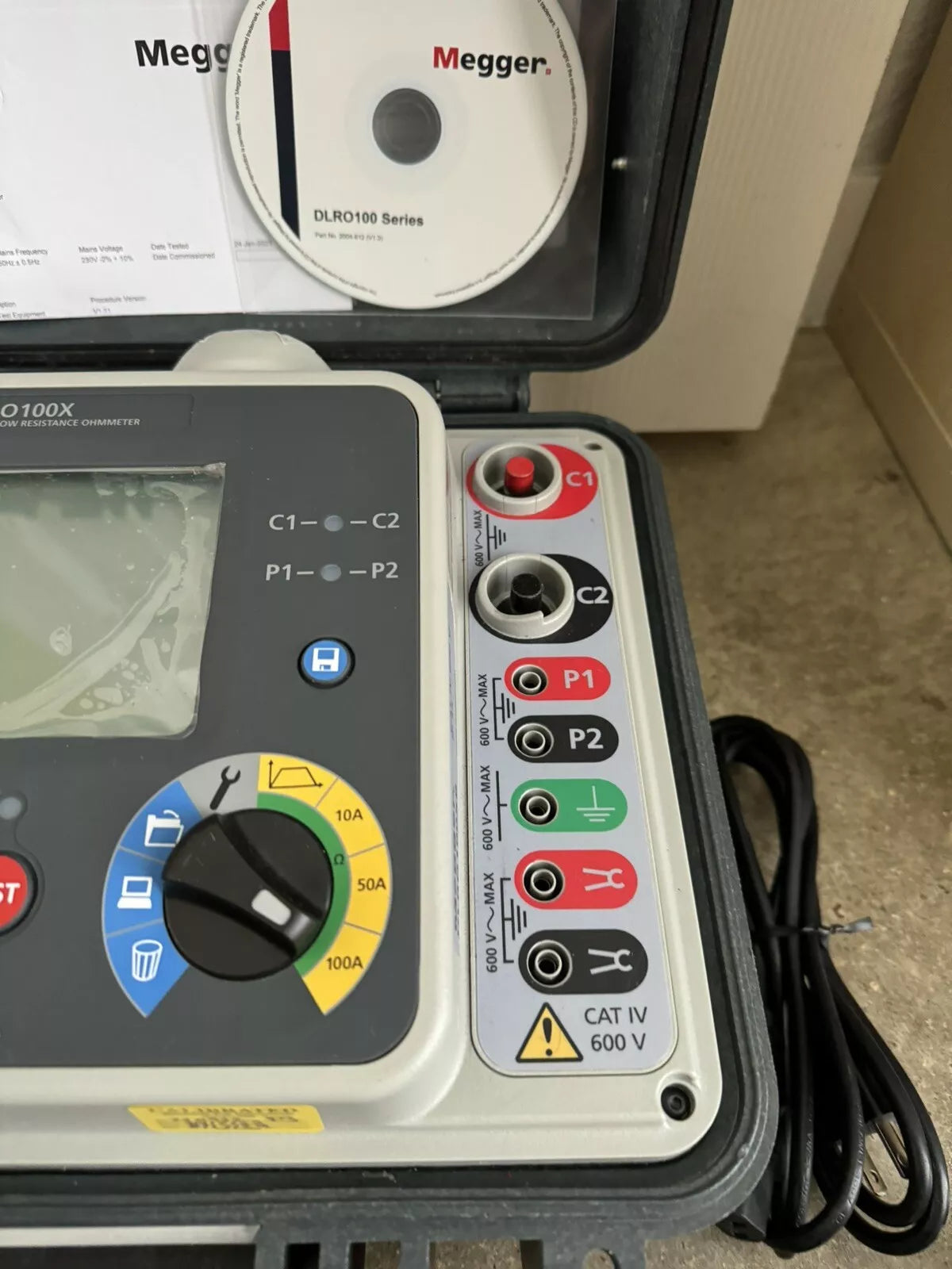 Megger DLRO100X DLRO100XB Digital Low Resistance Ohmmeter & Kelvin Clamp