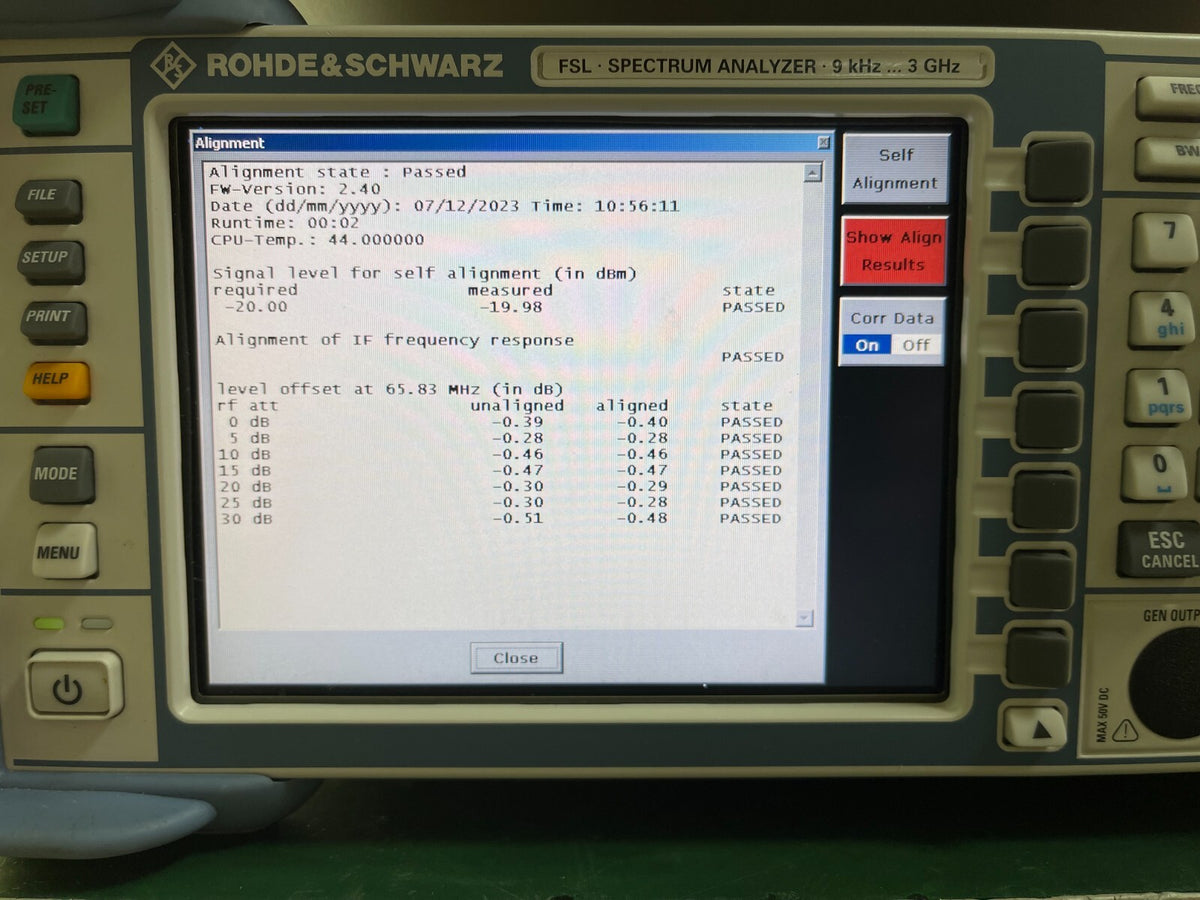 Rohde &amp; Schwarz FSL3 Spectrum Analyzer 9 kHz - 3 GHz _ 0776