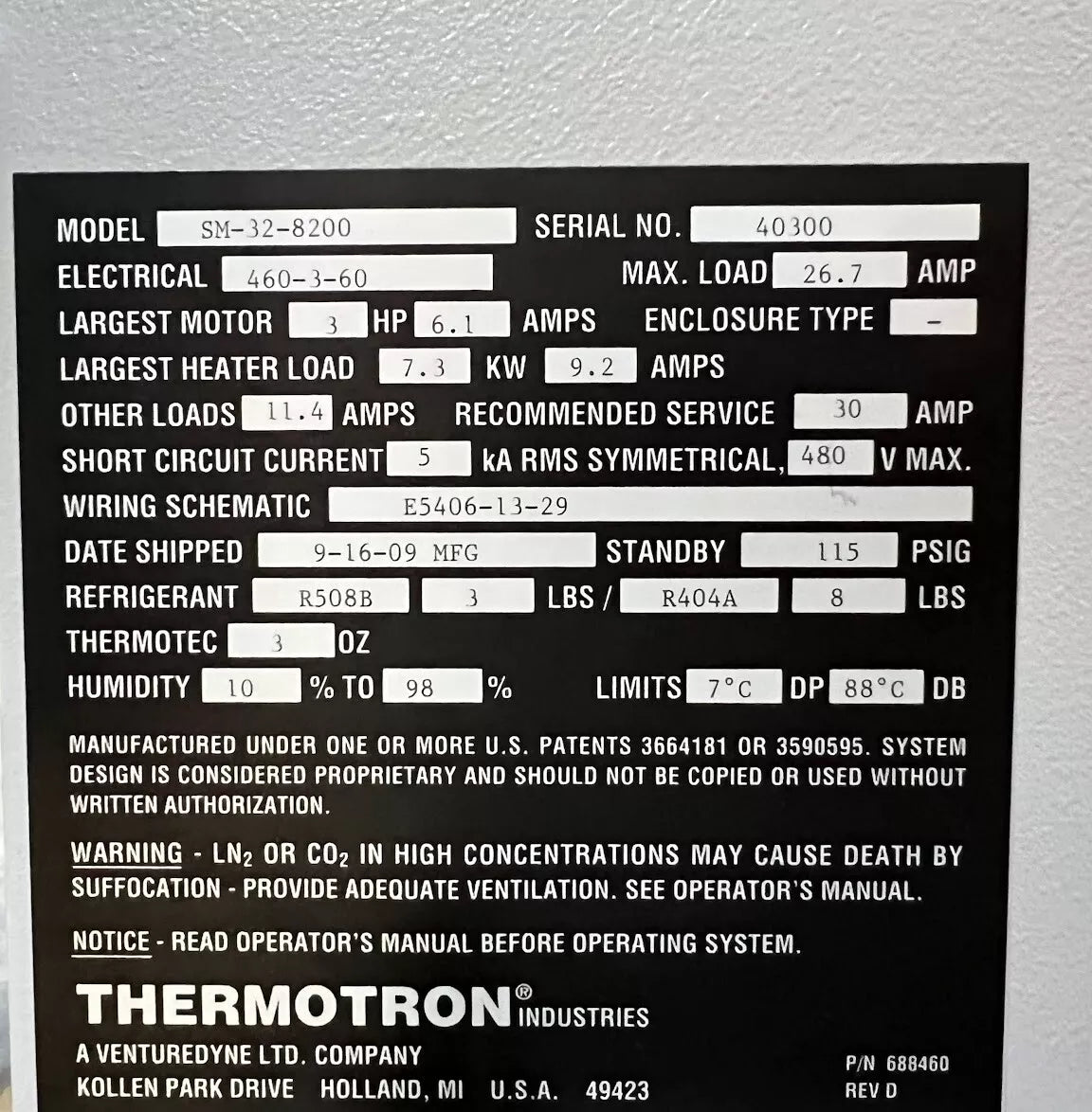 Thermotron SM-32C-8200 Environmental Test Chamber with Humidity SN 40300