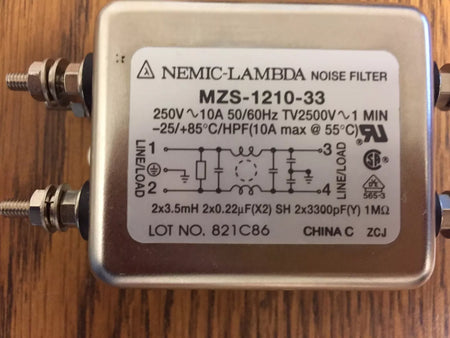 Nemic-Lambda MZS-1210-33 Noise Filter 250V-10A, 50/60Hz