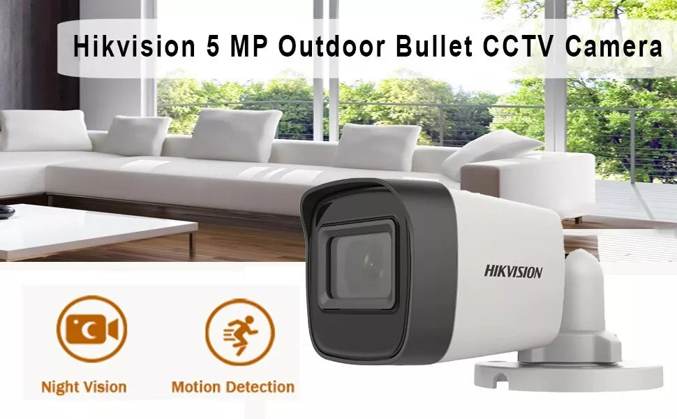 HIKVISION 5MP Bullet CCTV Outdoor Camera IP67 with Audio Mic & 1080p HD