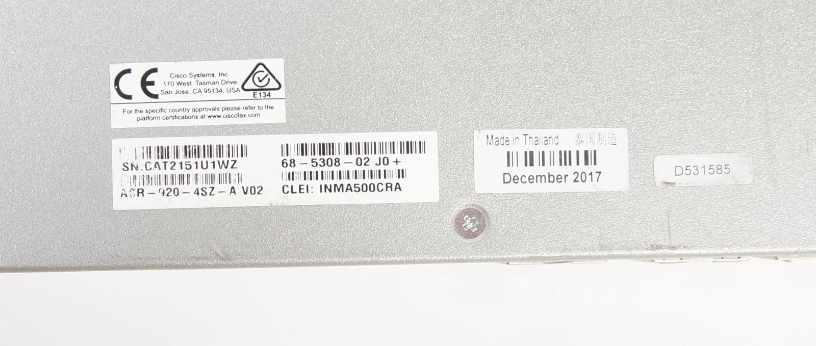 CISCO ASR-920-4SZ-A Aggregation Services Router with MetroIP License