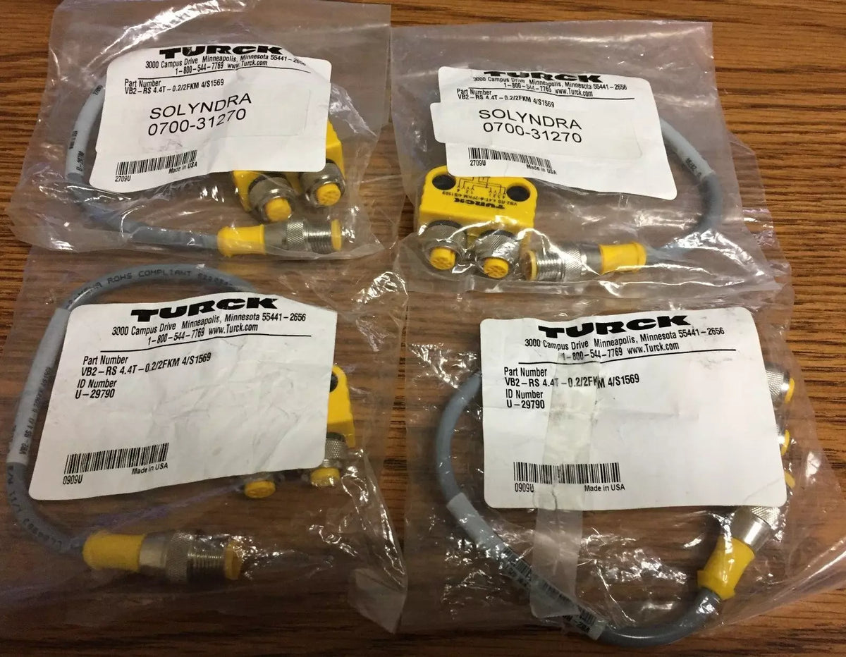 Turck VB2-RS 4.4T-0.2/2FKM 4/S1569 U29790 VB2 Molded Twin Junction Cordset