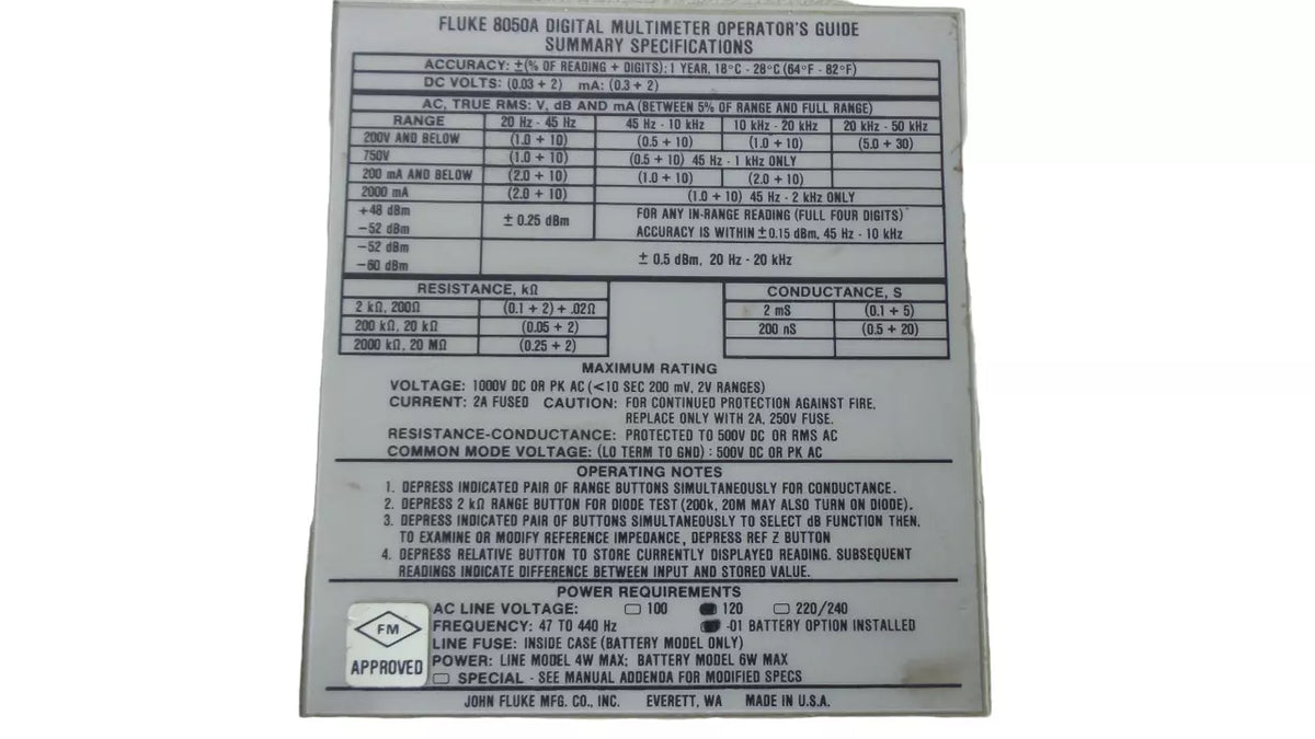 Fluke 8050A Digital Multimeter with Free Shipping