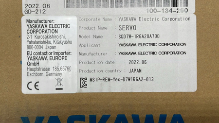 SGD7W-1R6A20A7 Servo Driver by Yaskawa