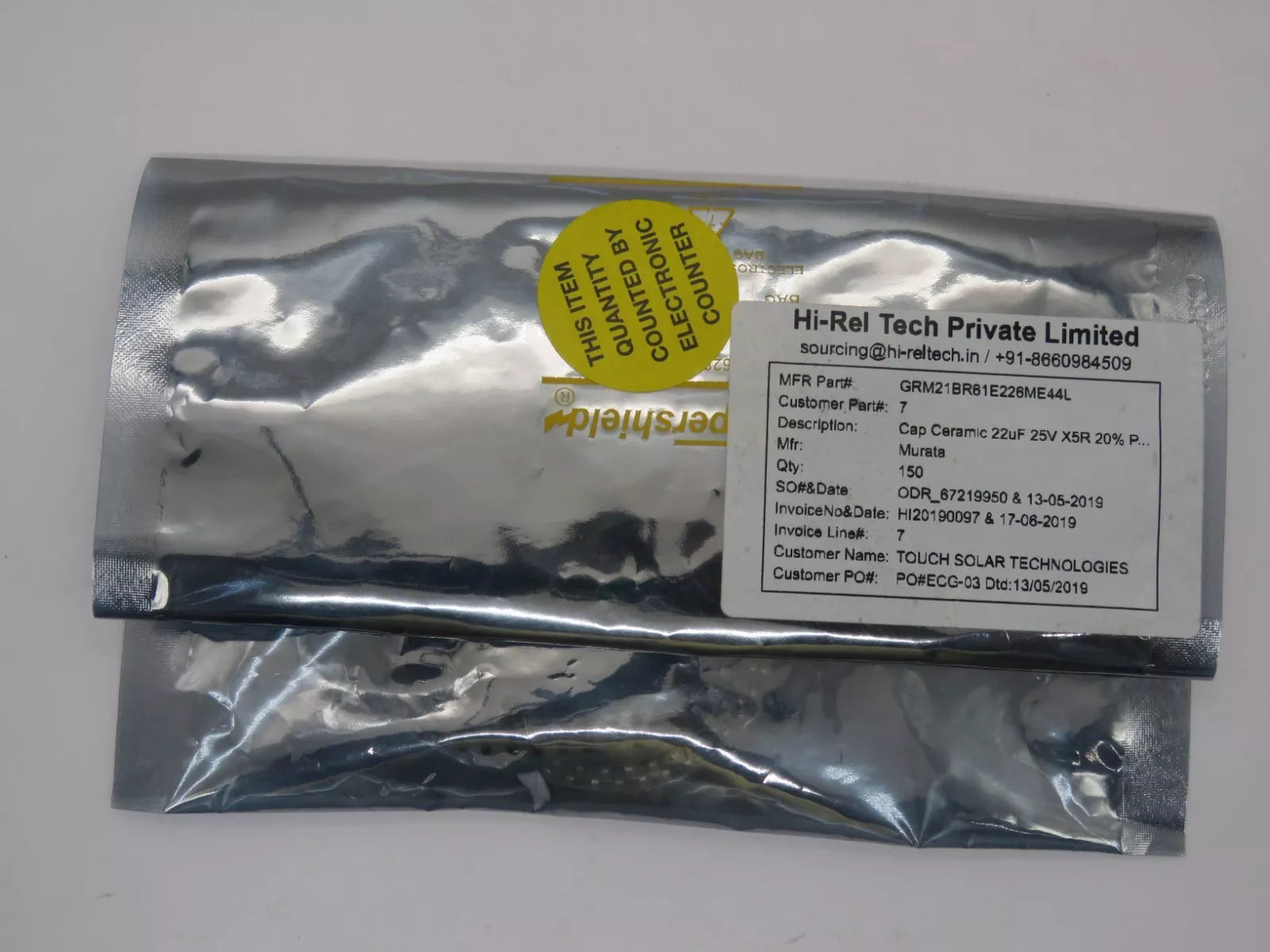 Murata GRM21BR61E226ME44L Ceramic Capacitor 22 µF, 25 V