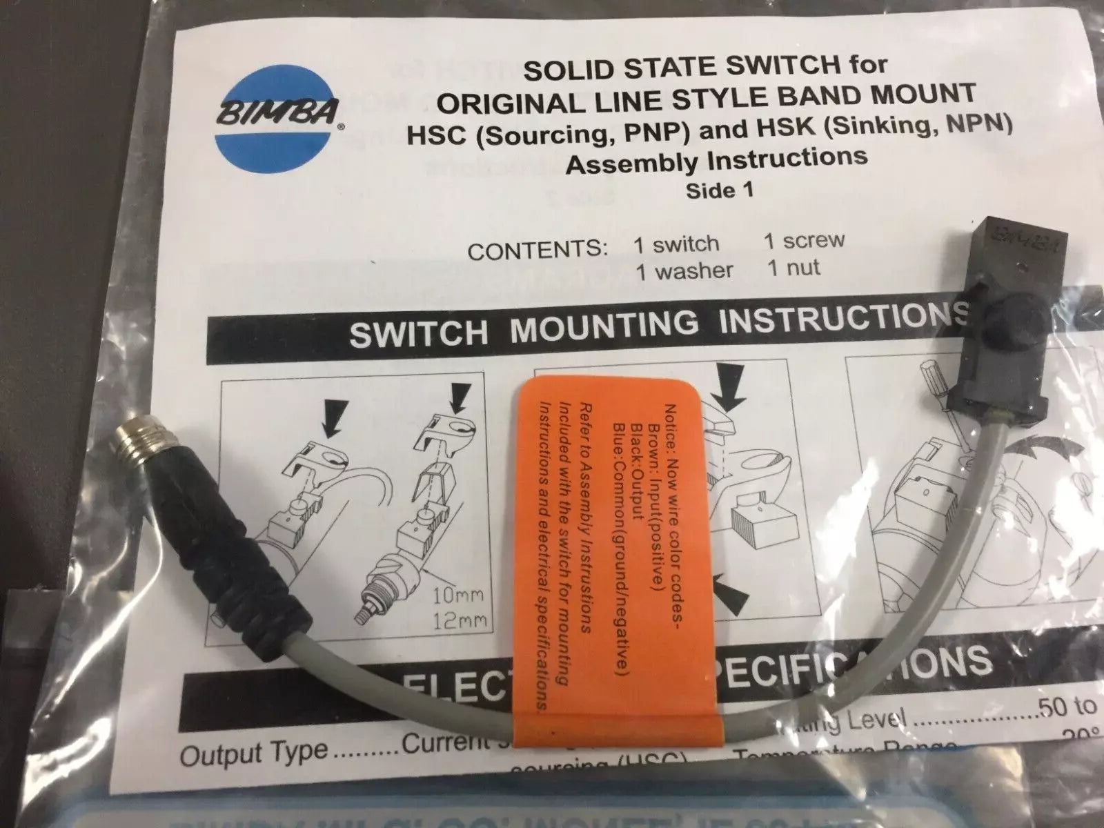 BIMBA HSCQCX-04 Solid State Magnetic Sensor PNP with 20ft Mating Cable