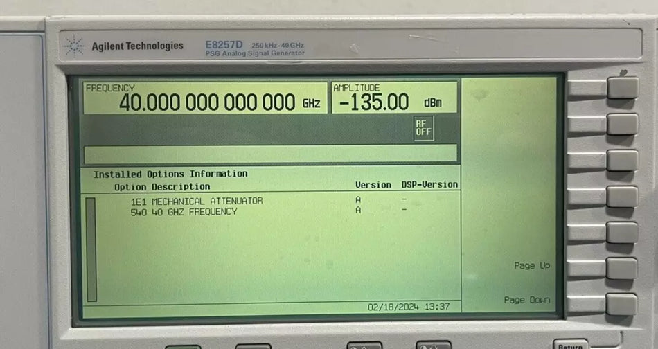 Agilent/Keysight E8257D PSG 250kHz-40GHz Analog Signal Generator Options 1E1 540