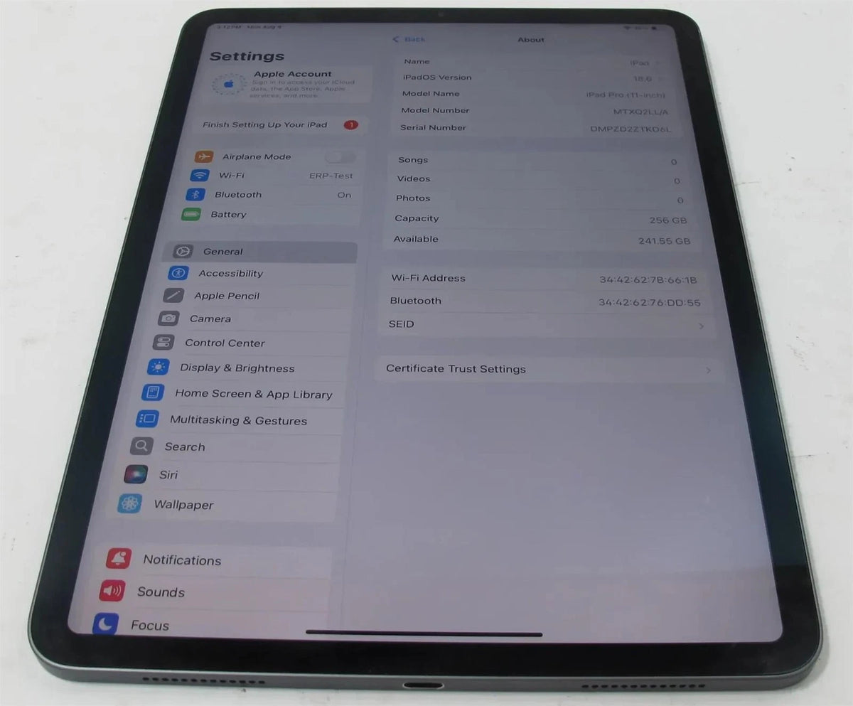 Apple iPad Pro 1st Generation A1980 256GB 11" Wi-Fi MTXQ2LL/A - Good working