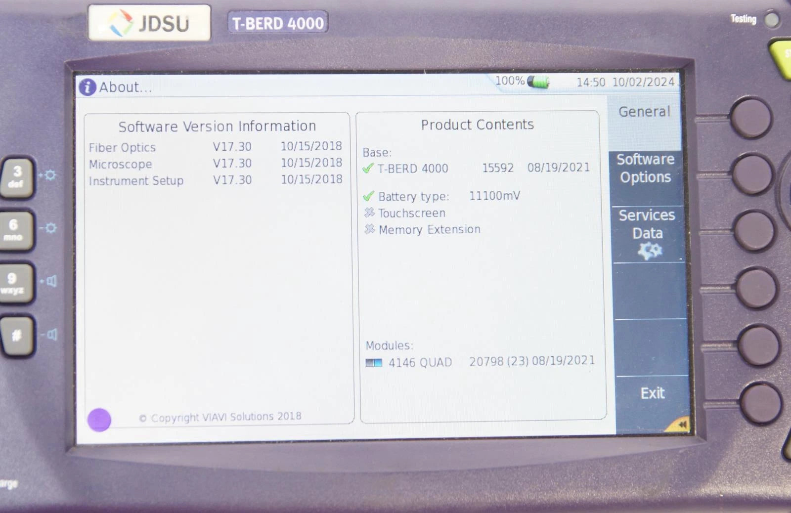 JDSU Viavi T-BERD 4000 OTDR Multitest Platform with 4146 / TB4000-NV-C Modules