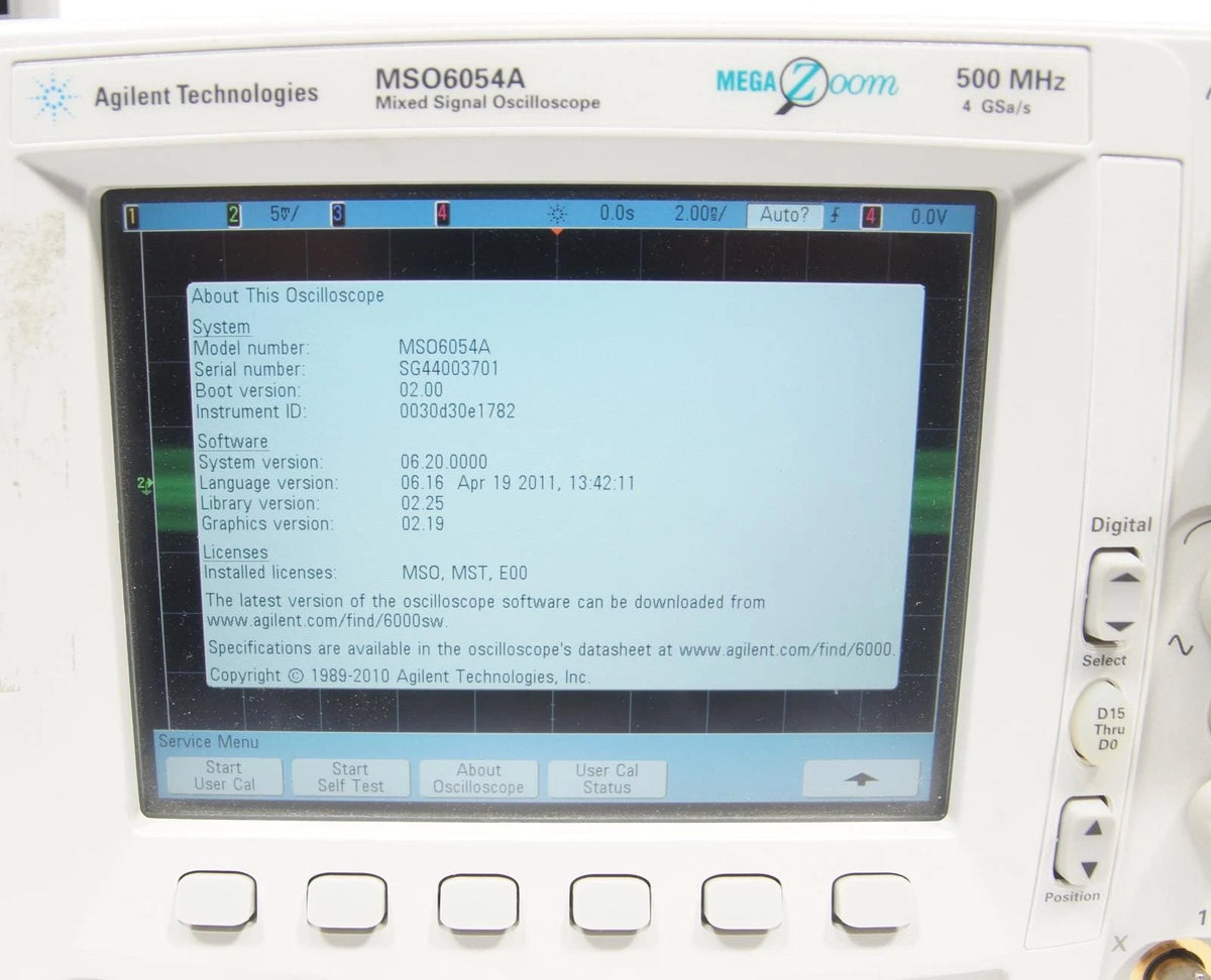 Agilent MSO6054A 500 MHz 3Channel 4 GS/s Mixed Signal Scope OPT MSO MST E00