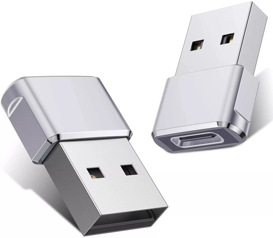2-Pack USB C to USB A Adapter for iPhone, iPad, Car - Fast Charger Converter