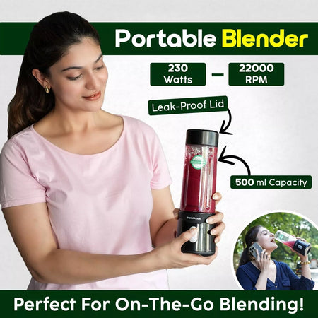 InstaCuppa Portable Blender USB Rechargeable 500ML for Smoothies & Ice Crushing
