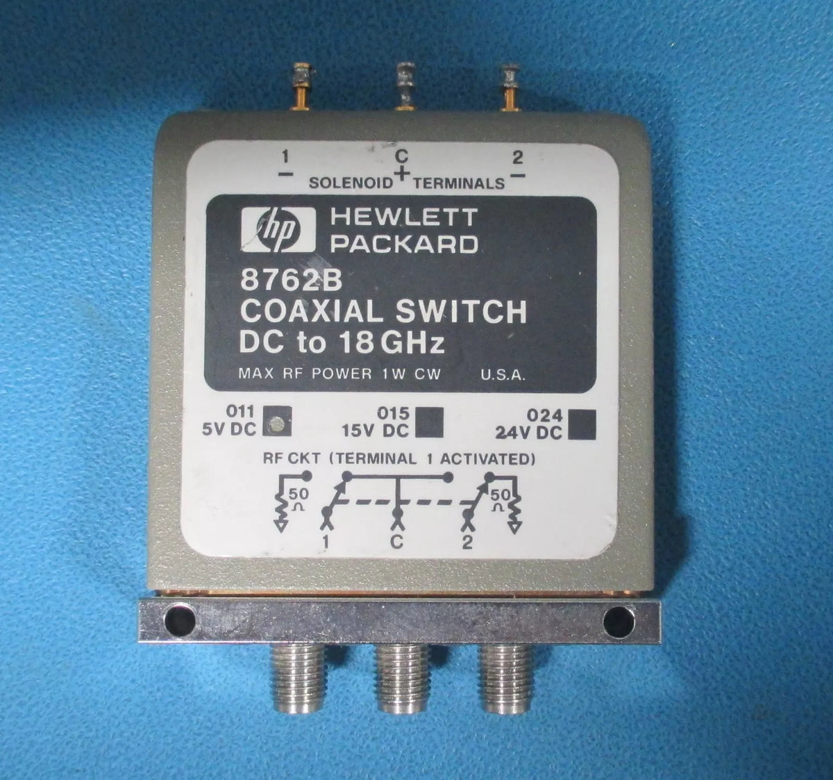 HP Agilent 8762B Coaxial Switch DC to 18 GHz SPDT Option 011