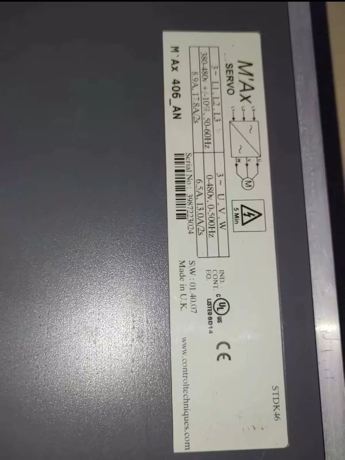 Control Techniques Max 406AN Servo Drive Usato