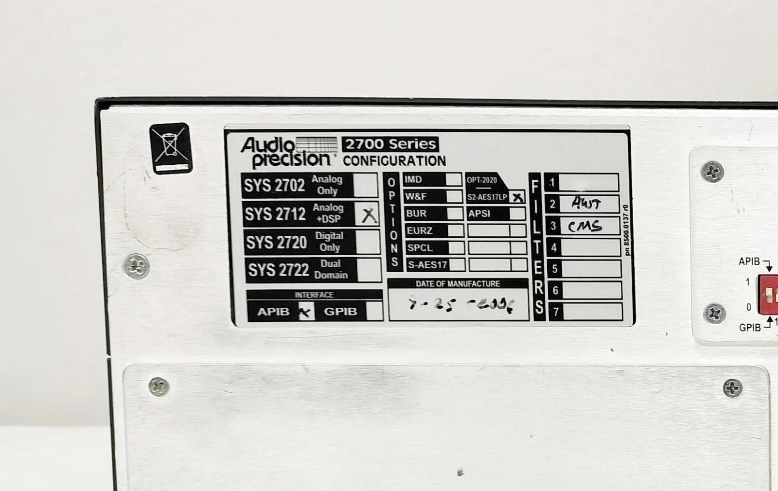 Audio Precision SYS-2712 Audio Analyzer for Professional Sound Testing