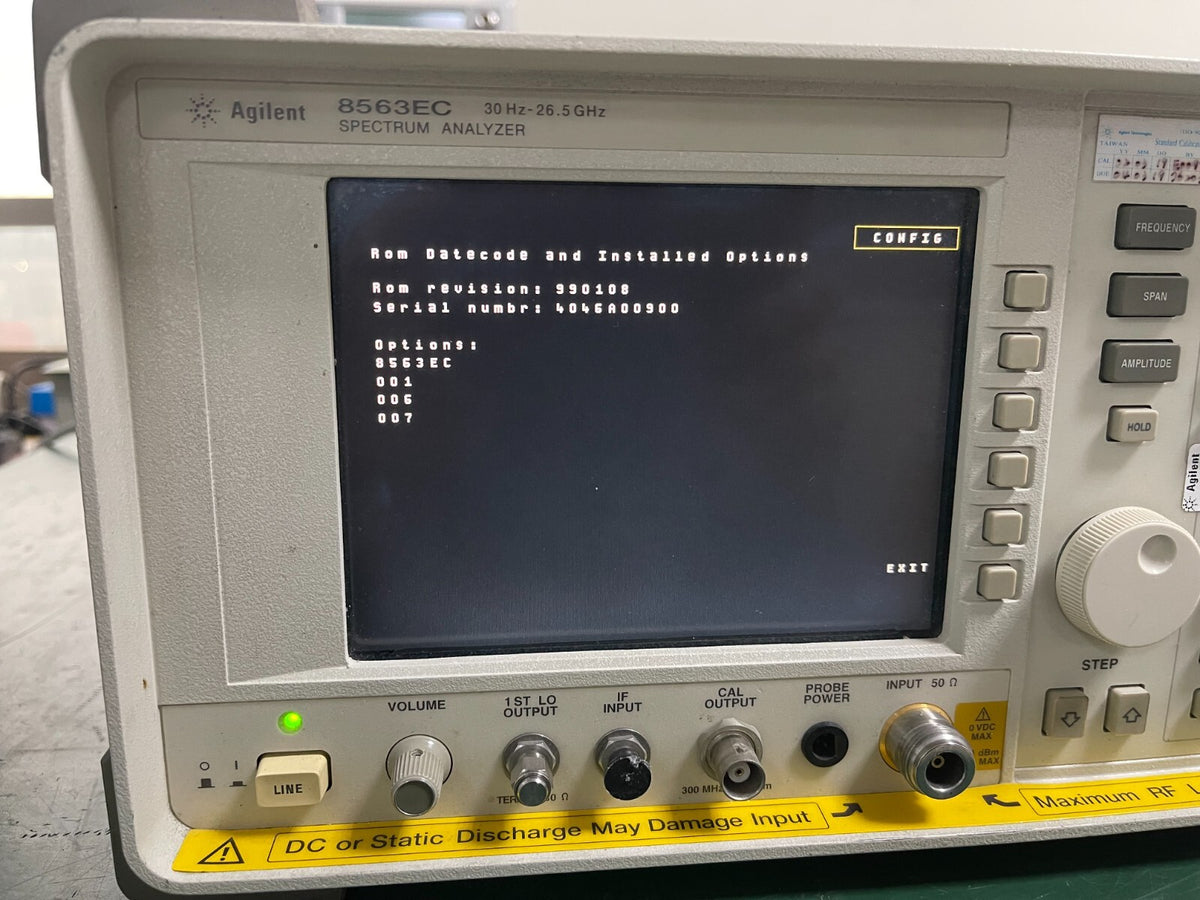 Agilent 8563EC 30Hz - 26.5GHz Spectrum Analyzer w/ opt. 006, 007  -0900