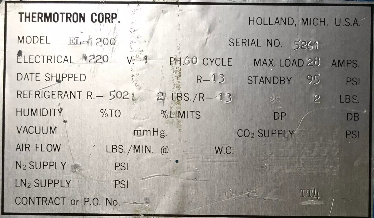 Thermotron EL-1200 Environmental Cycle Test Chamber -77°C to 177°C