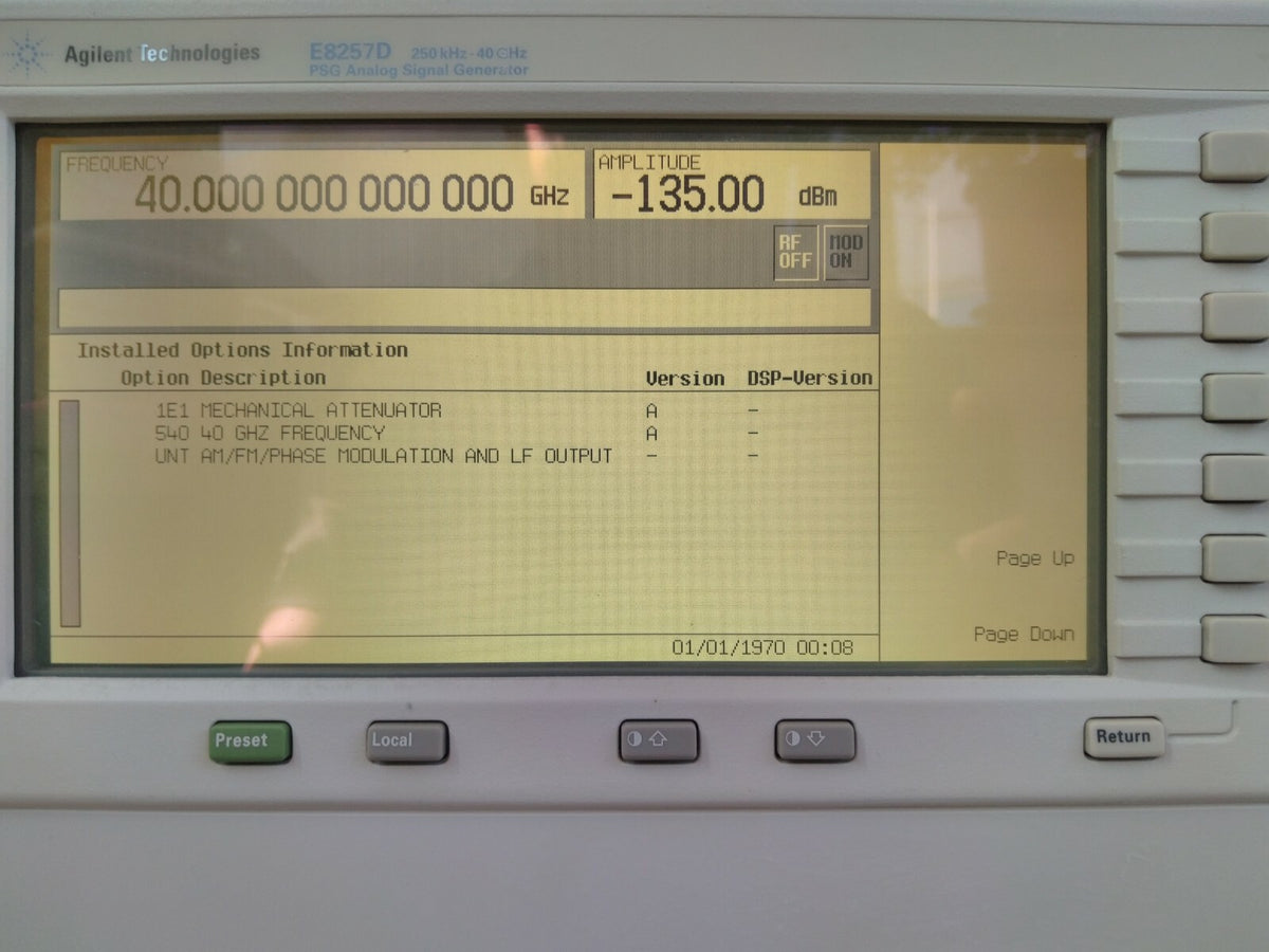Agilent E8257D PSG 250KHz to 40GHz Microwave Signal Generator w/ 1E1 , 540, UNT