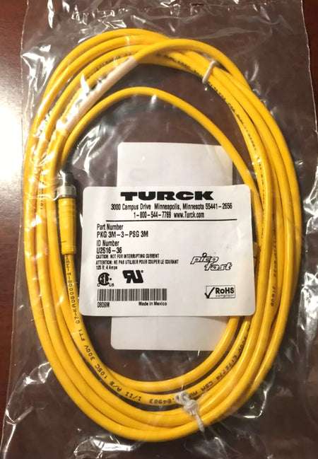 Turck PKG 3M-3-PSG 3M Cordset M8 Male to M8 Female 3 PIN PICOFAST Yellow 3M