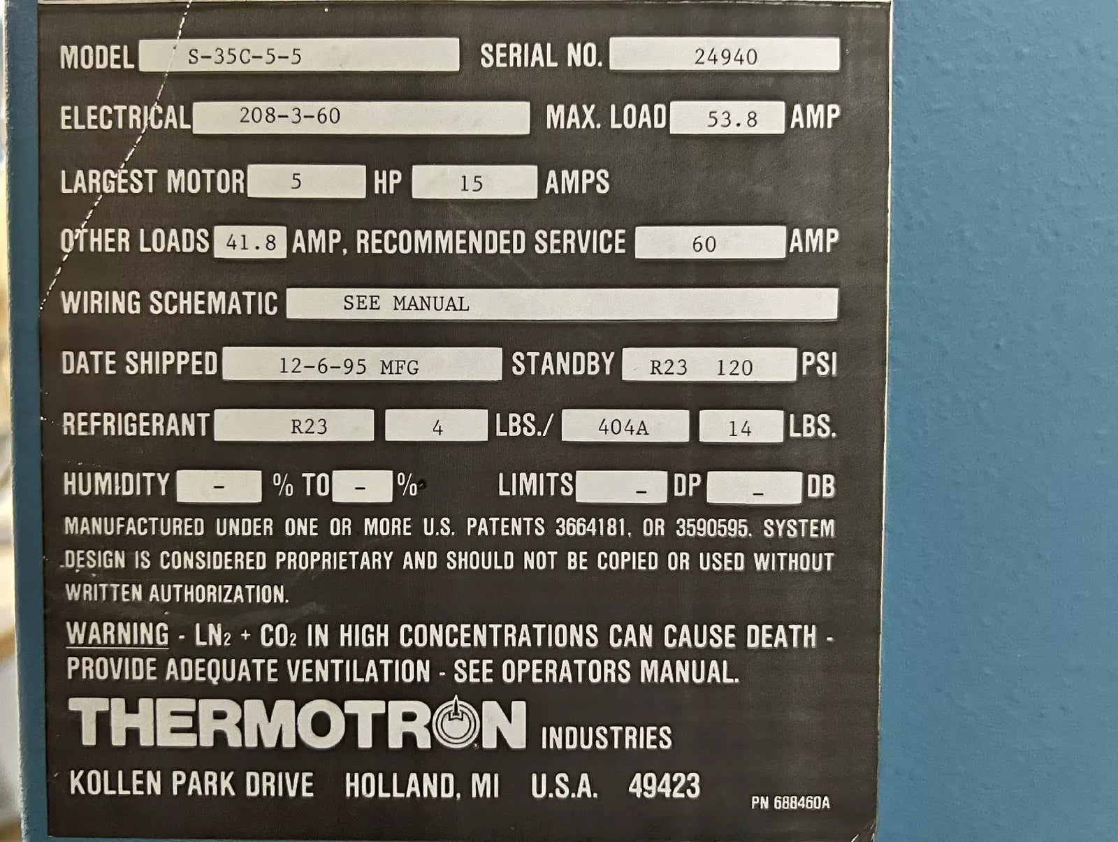 Thermotron S-35C-5-5 Environmental Test Chamber -70°C to +180°C