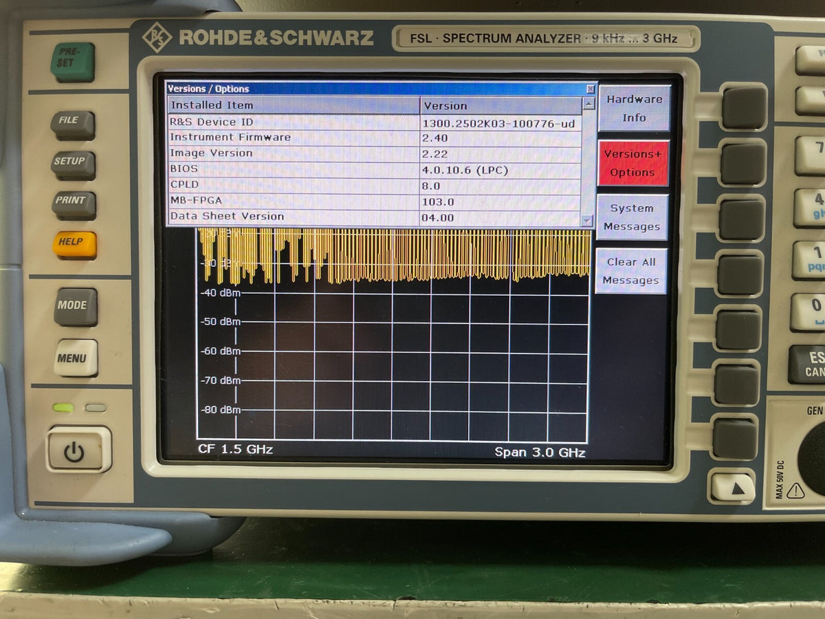 Rohde & Schwarz FSL3 Spectrum Analyzer 9 kHz - 3 GHz _ 0776 - XG eqpt