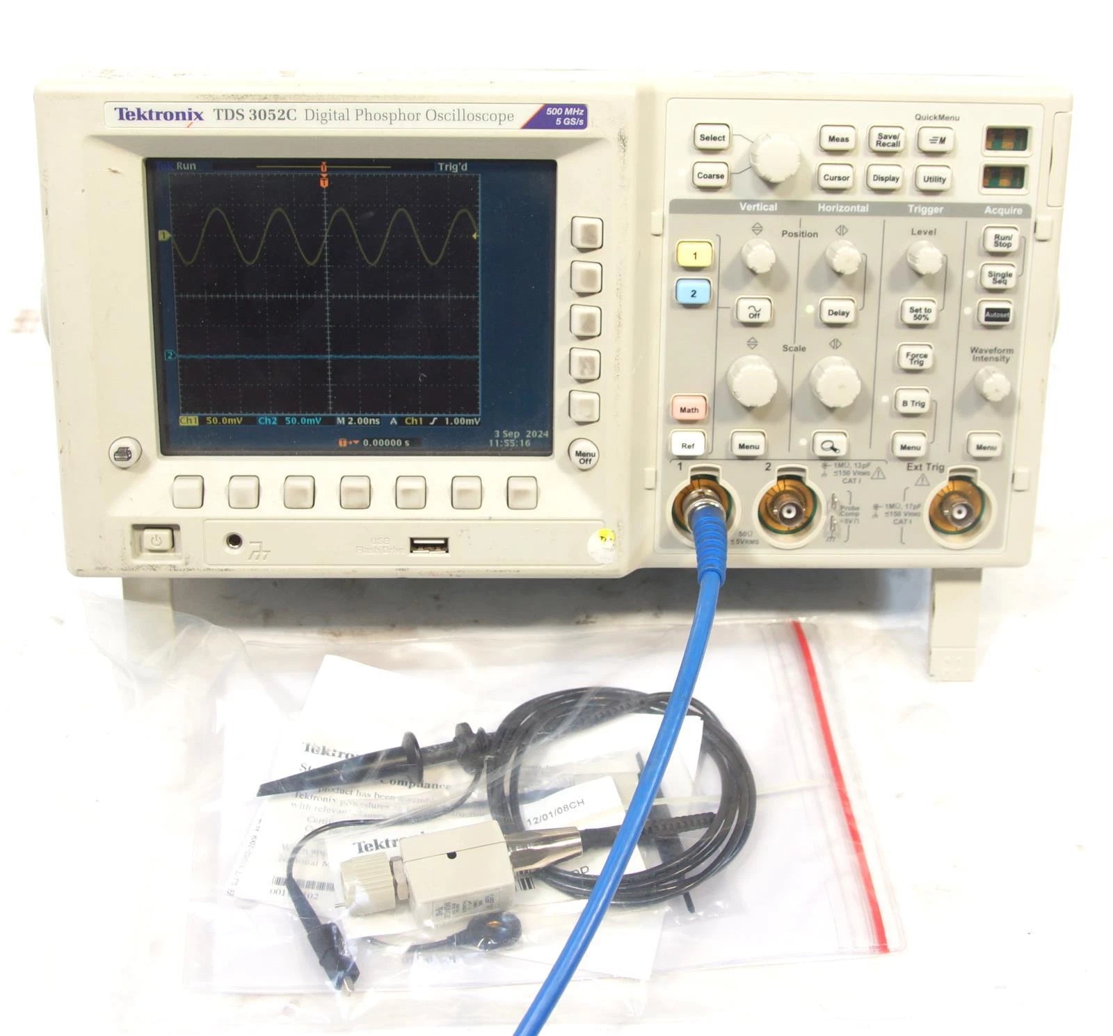 Tektronix TDS3052 C 2CH 500 MHz 5 GS/s DPO Digital Phosphor Oscilloscope