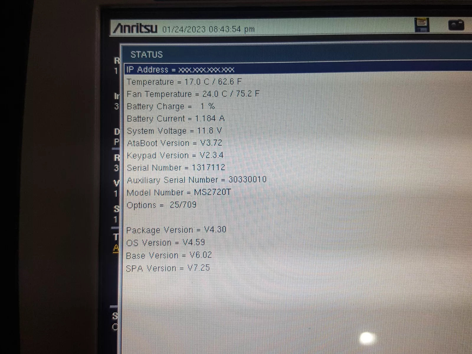 Anritsu MS2720T SpectrumMaster 9kHz-9GHz W/Opt. 709 025 (7112)