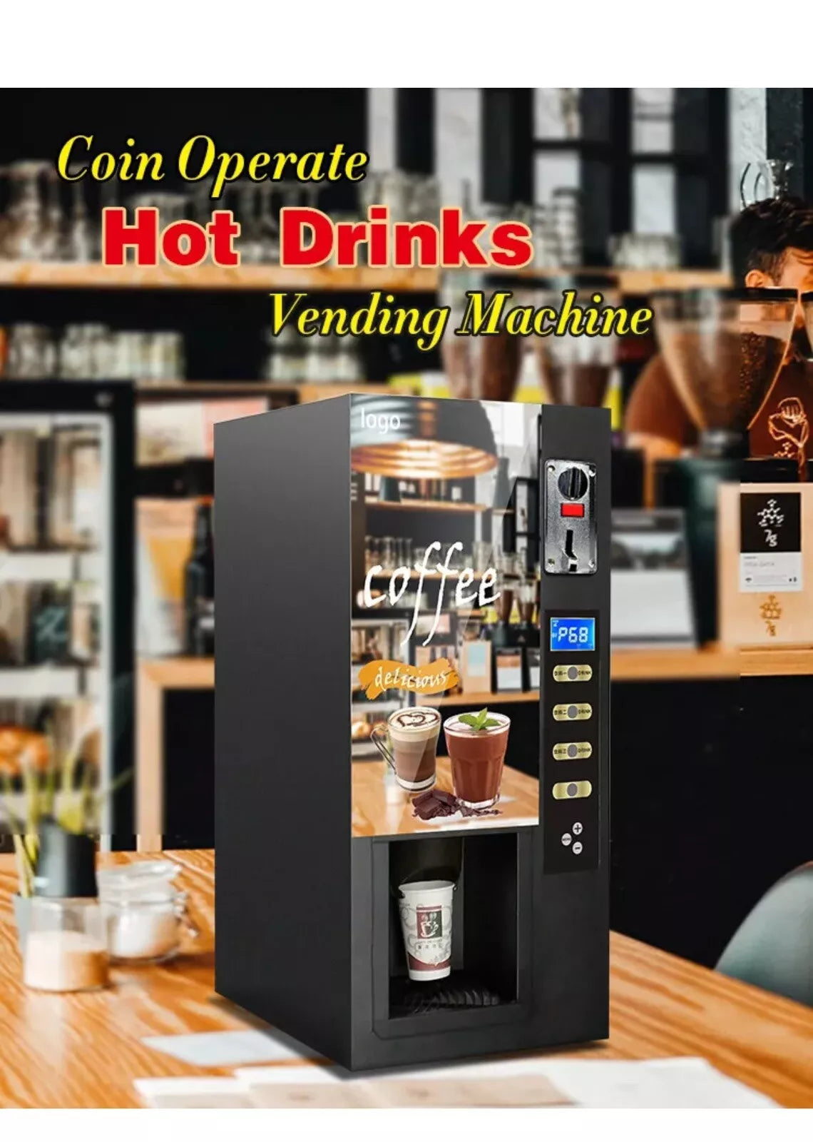 Automatic Tea Coffee Commercial Instant Coffee Machine Coin Operated