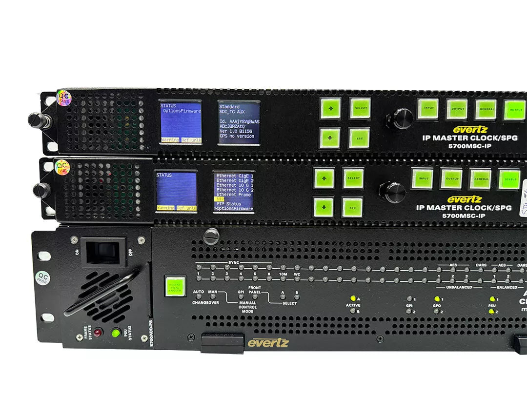 Evertz 2x 5700MSC-IP Grand Master Clock/SPG w/7800MSC-10G 5700-AUX 7801FC-IRD