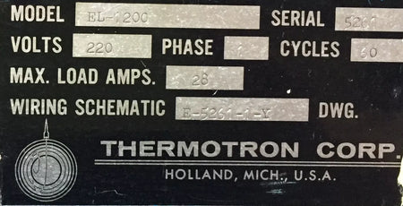 Thermotron EL-1200 Environmental Cycle Test Chamber -77°C to 177°C