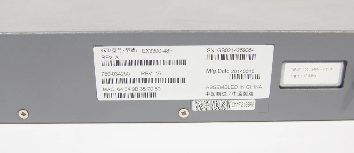 Juniper EX3300-48P 48 Port PoE+ Gigabit Switch