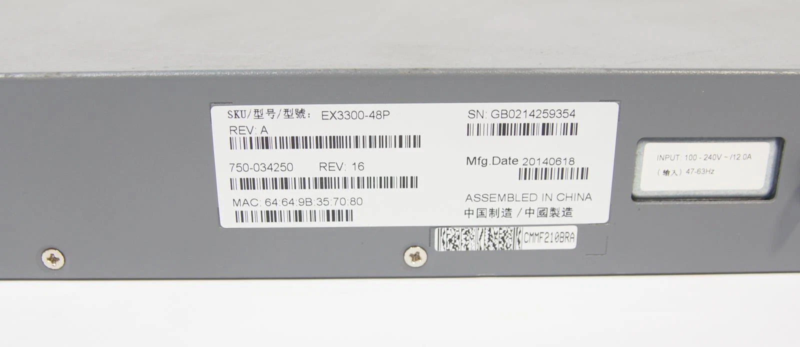 Juniper EX3300-48P 48 Port PoE+ Gigabit Switch