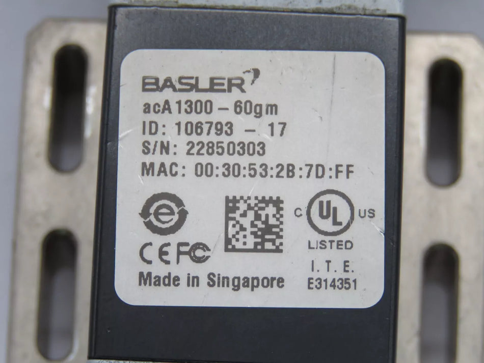 Basler acA1300-60gm- ACE Color GigE Camera with 12mm TV Lens 1296 × 966 Resolution